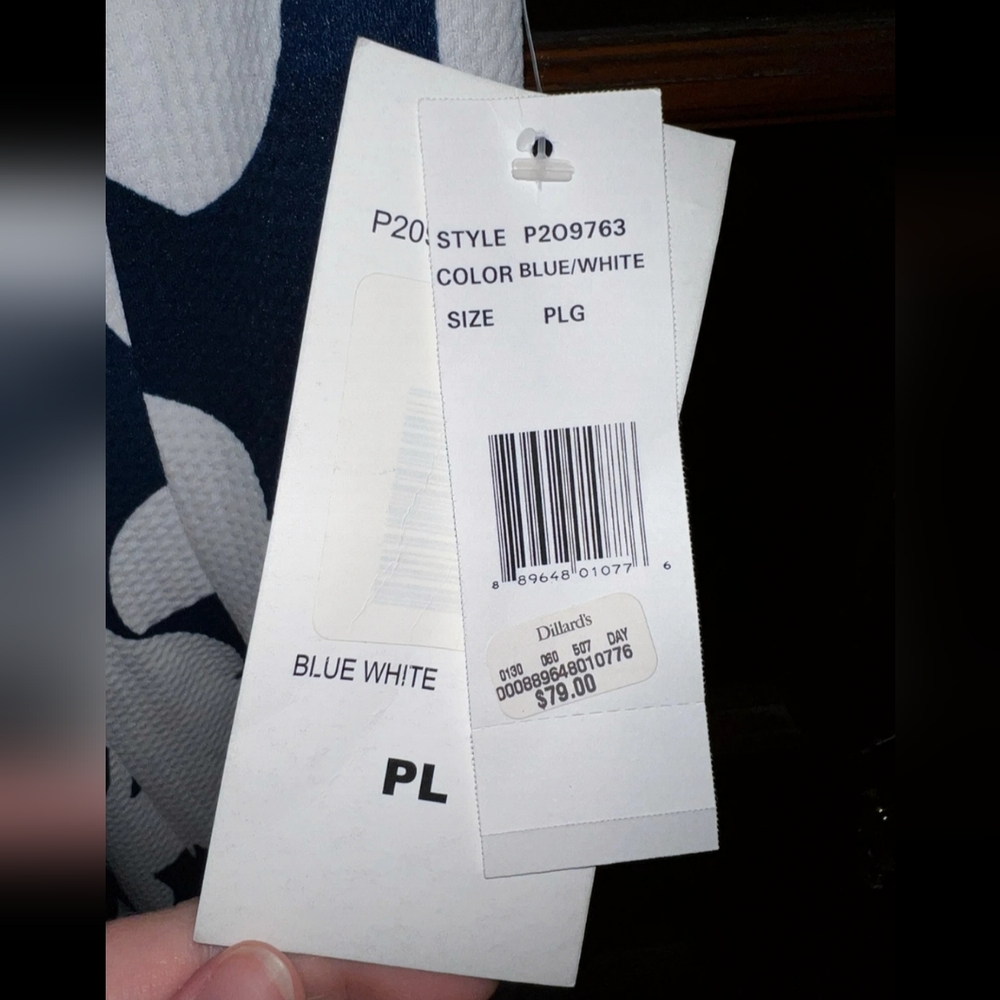🗻- NWT Signature by Robbie Bee sz Large petite Blue & White Floral Textured… - Picture 3 of 7